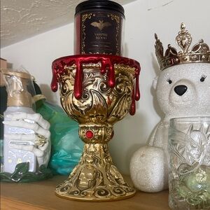 Bath & Body Works Gold and Red Candle Holder